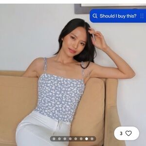 Reformation Blue Floral Tank Top